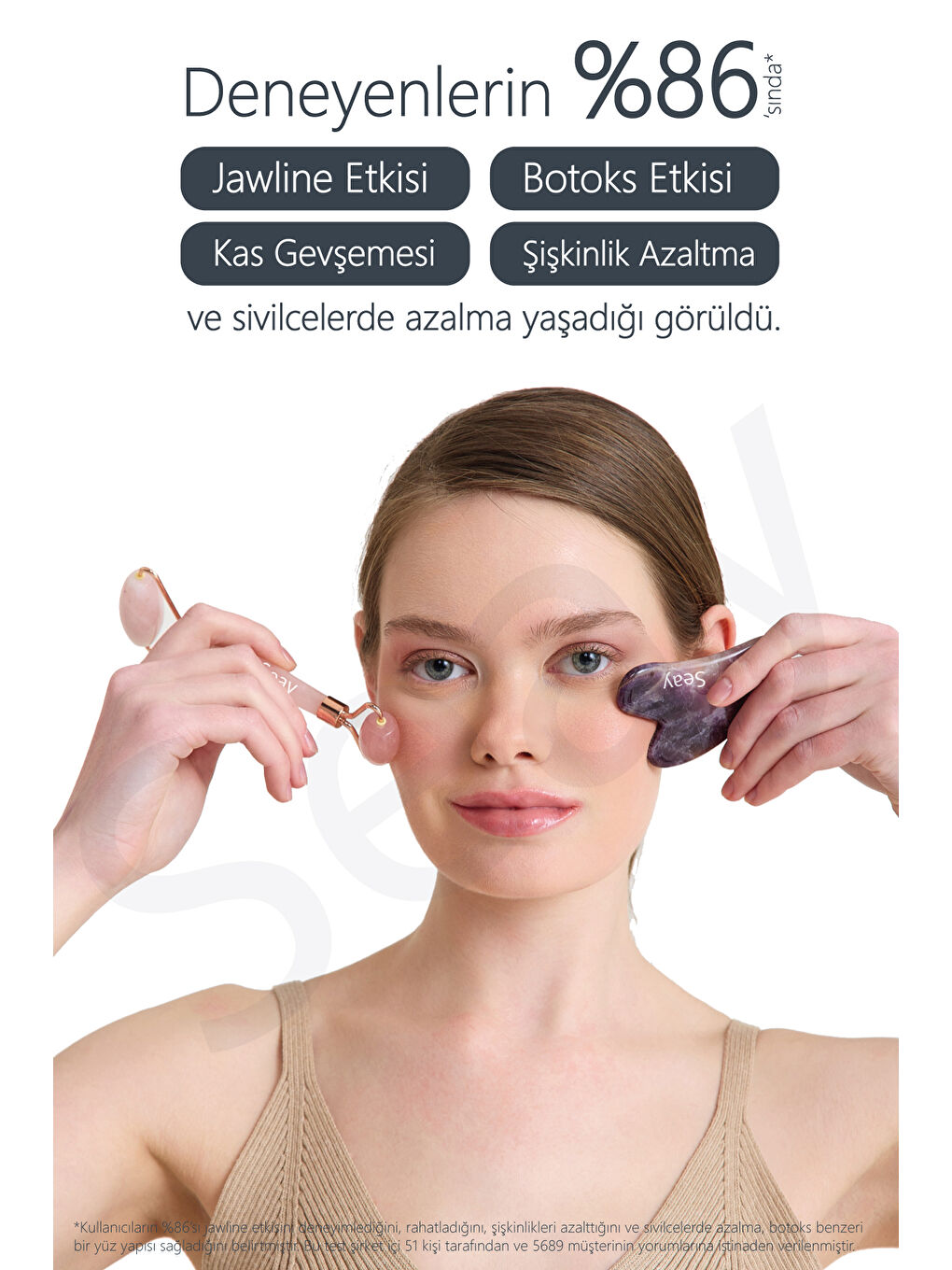 Pembe Kuvars Face Roller Ve Ametist Kalp Gua Sha Yüz Masaj Aleti Seti Değerli Doğaltaş Sertifikalı-1