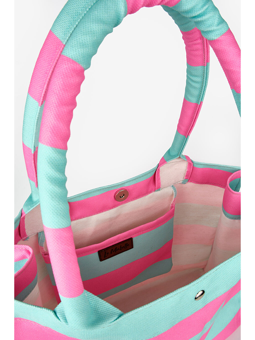 Yeşil Mint Çizgili Çocuk Plaj Çantası-2