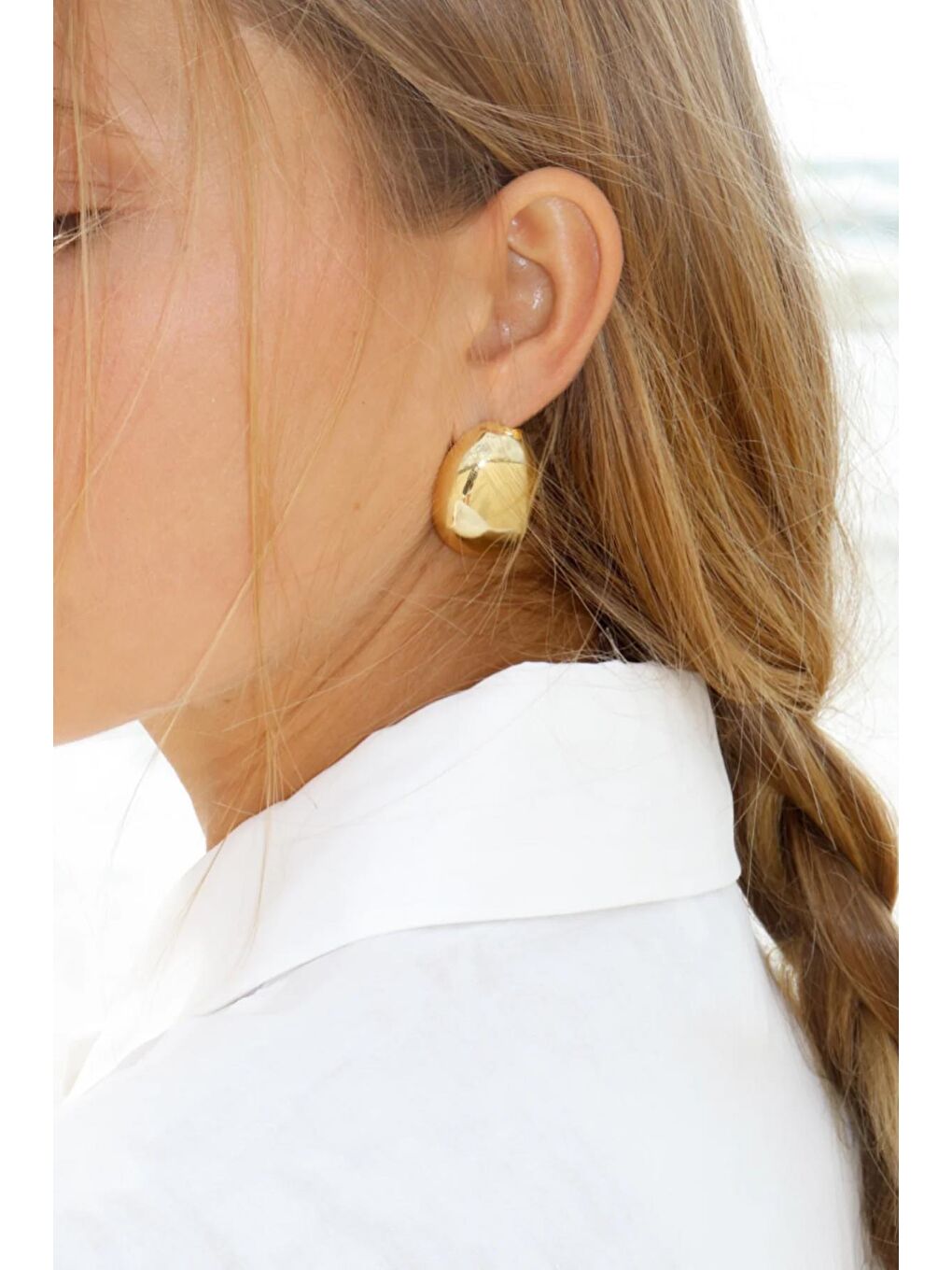 Sarı Altın Kaplama Minimalist Kubbe Küpe