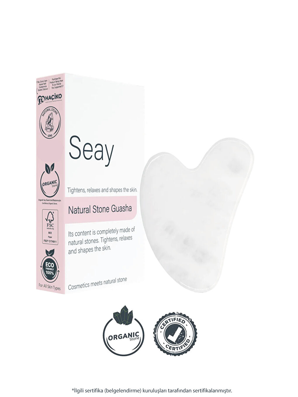 Kristal Kuvars Kalp Gua Sha Yüz Masaj Aleti Değerli Doğal Taş Sertifikalı