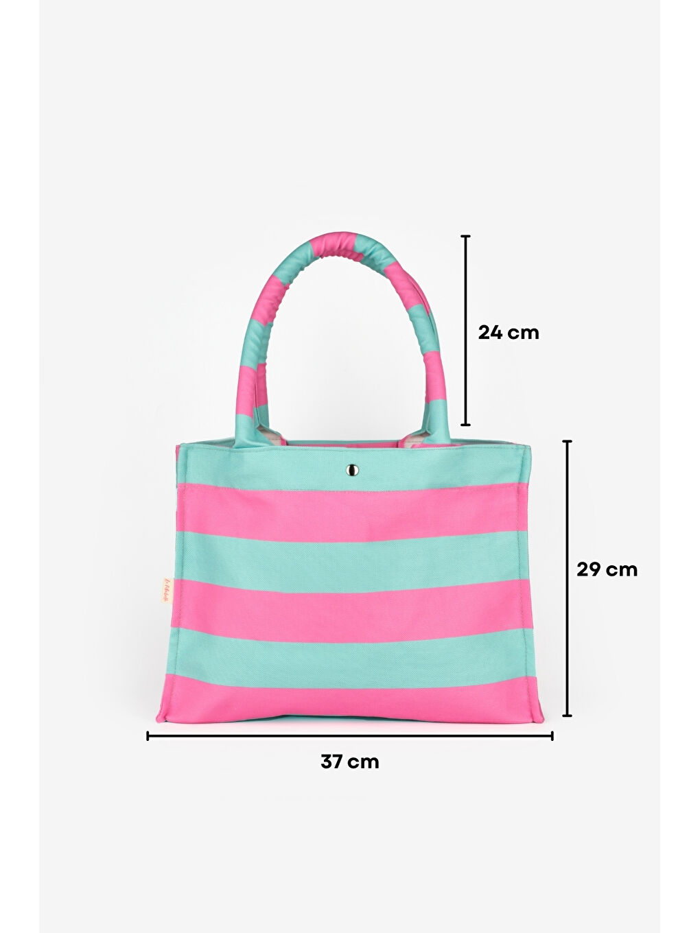Yeşil Mint Çizgili Çocuk Plaj Çantası-3