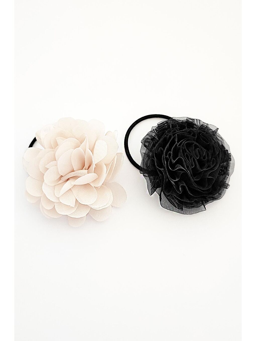 Siyah Çiçek Detaylı Lastik Toka Seti 2'li Paket-1