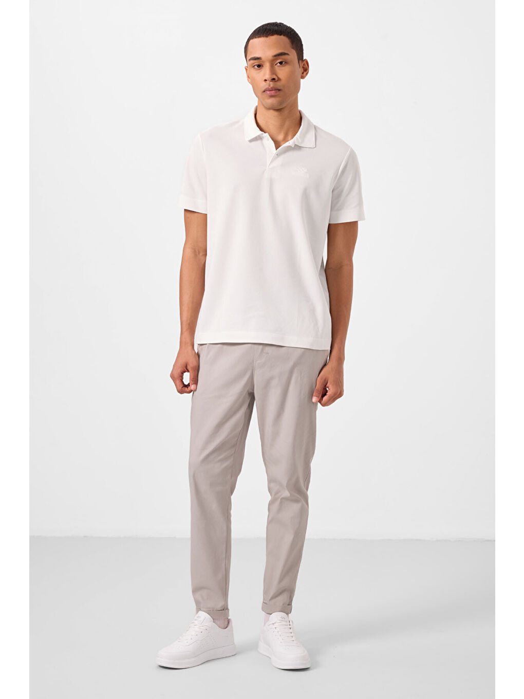 Bej Taş Standart Fit Dokuma Hafif Esnek Chino  Erkek Pantolon - 82178