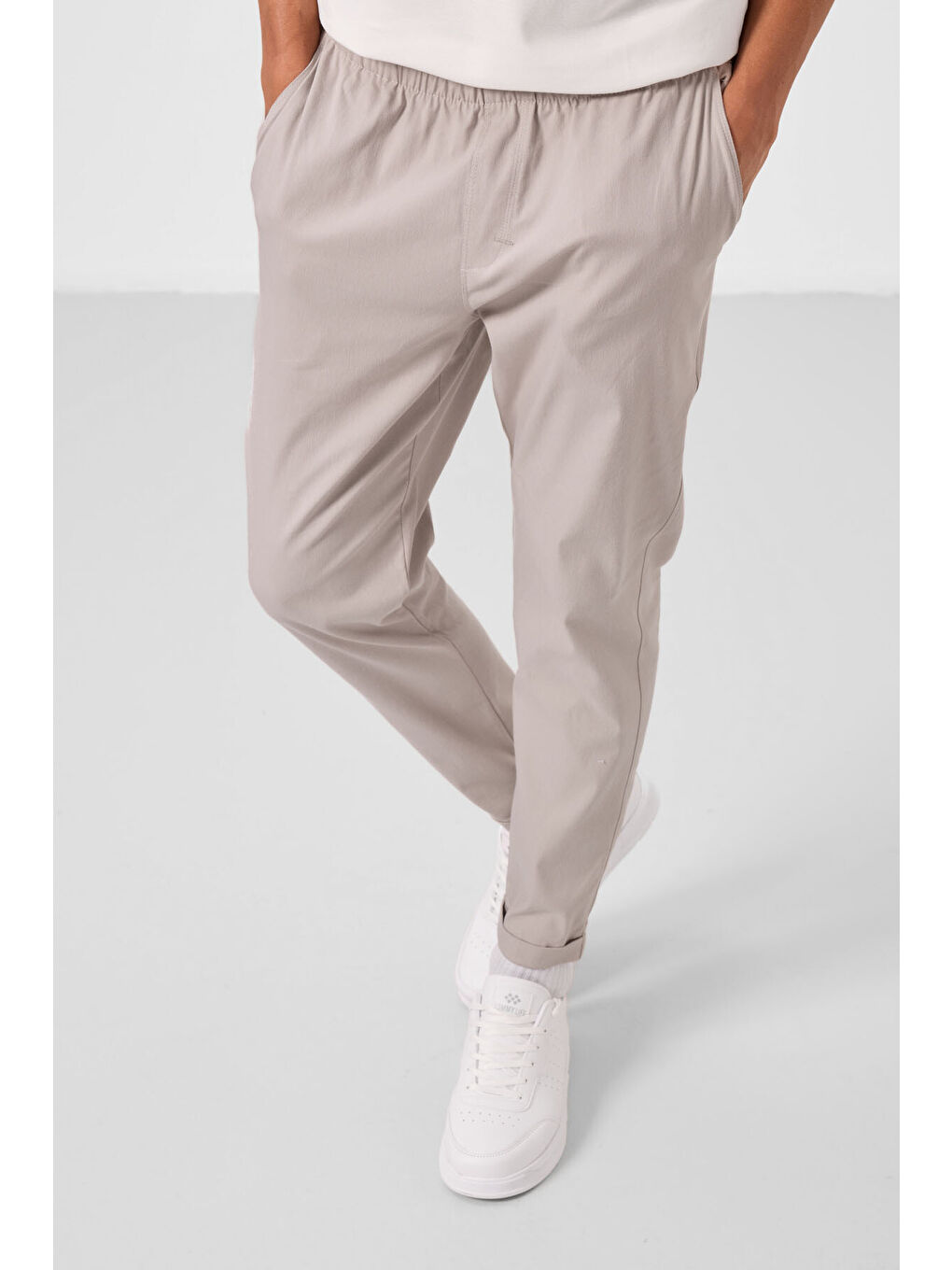 Bej Taş Standart Fit Dokuma Hafif Esnek Chino  Erkek Pantolon - 82178-2