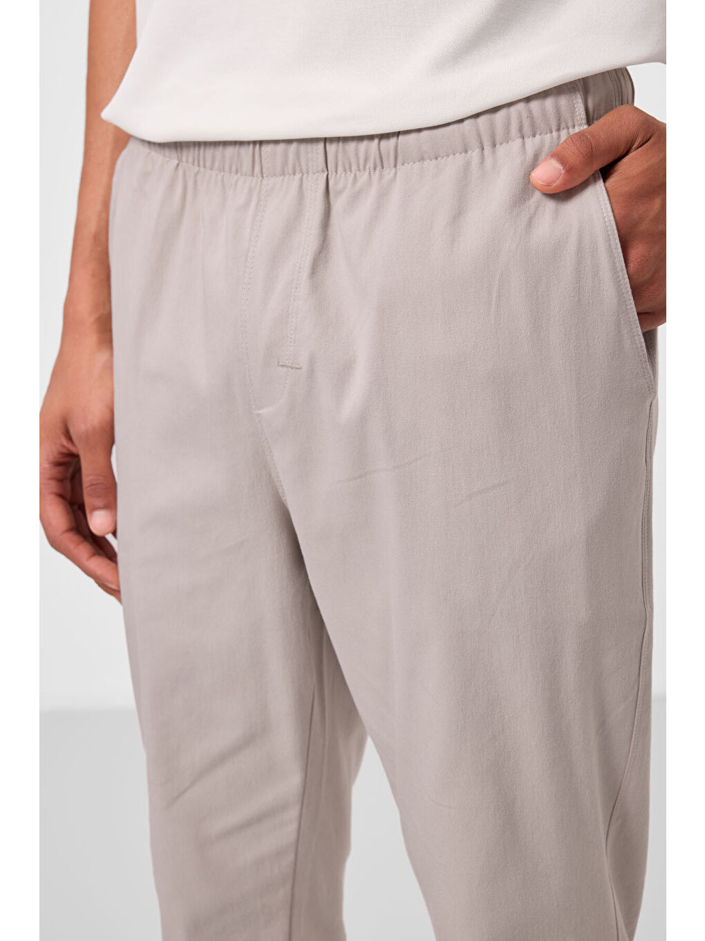 Bej Taş Standart Fit Dokuma Hafif Esnek Chino  Erkek Pantolon - 82178-3