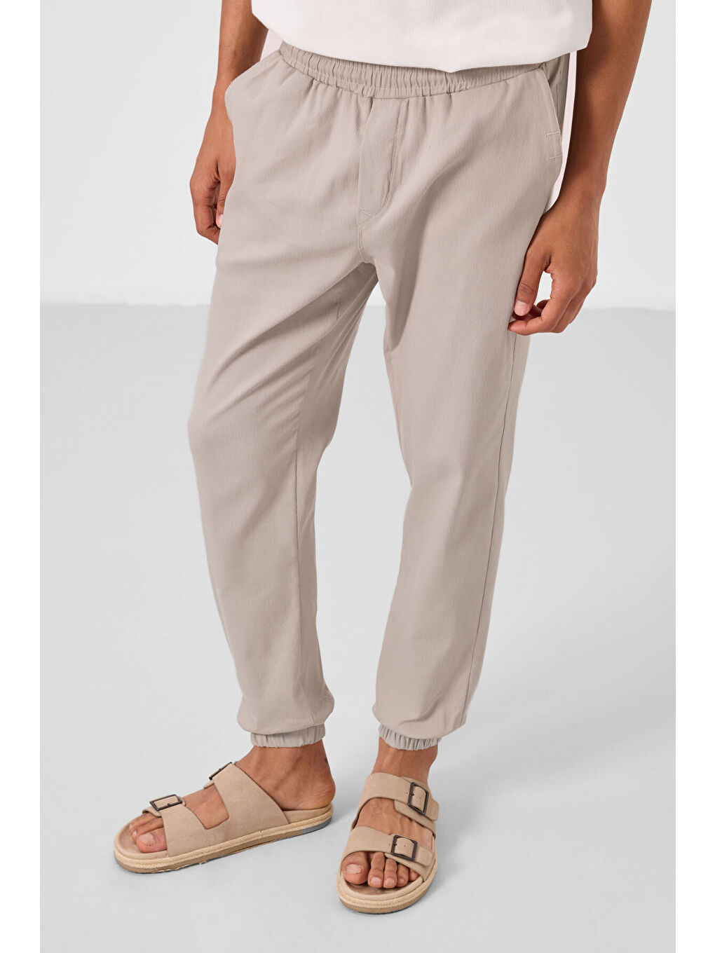 Bej Taş Standart Fit Dokuma Hafif Esnek Chino  Erkek Pantolon - 82176-3