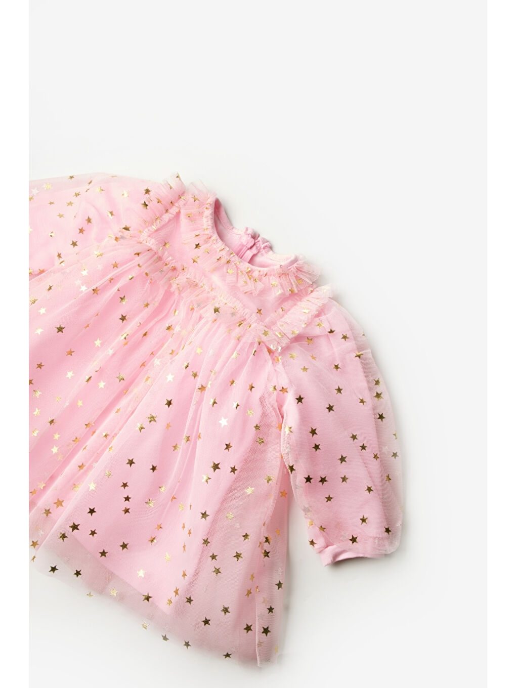 Pembe Yıldız Detaylı Kız Bebek Tül Elbise - Vanessa-2