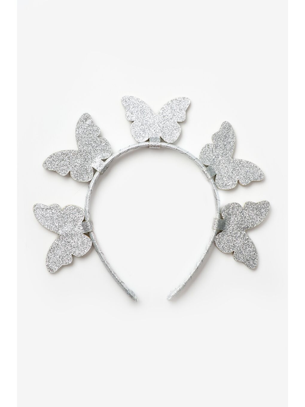 Gri Gümüş 5'li Kelebek Figürlü Kız Çocuk Taç