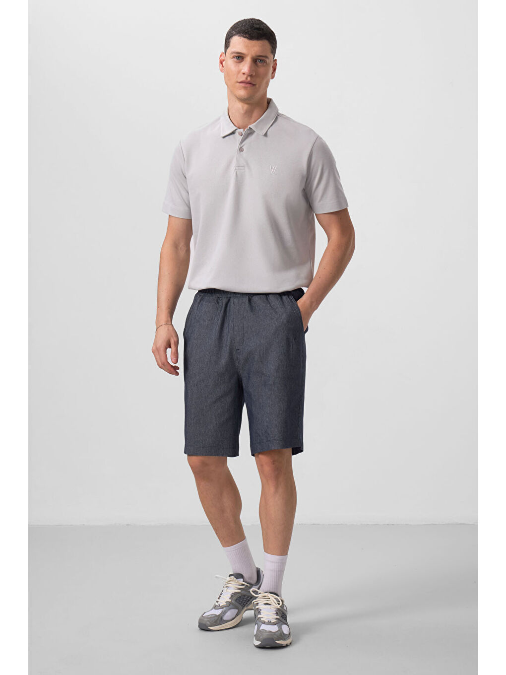 Jean Lacivert Standart Fit Dokuma Hafif Esnek Chino Şort   81290