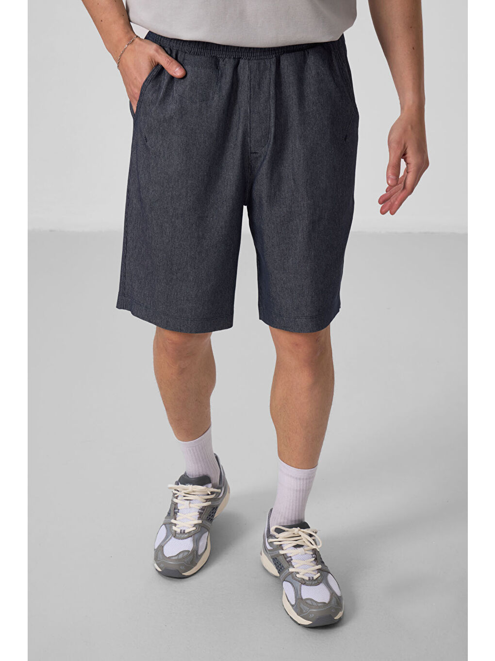 Jean Lacivert Standart Fit Dokuma Hafif Esnek Chino Şort   81290-1