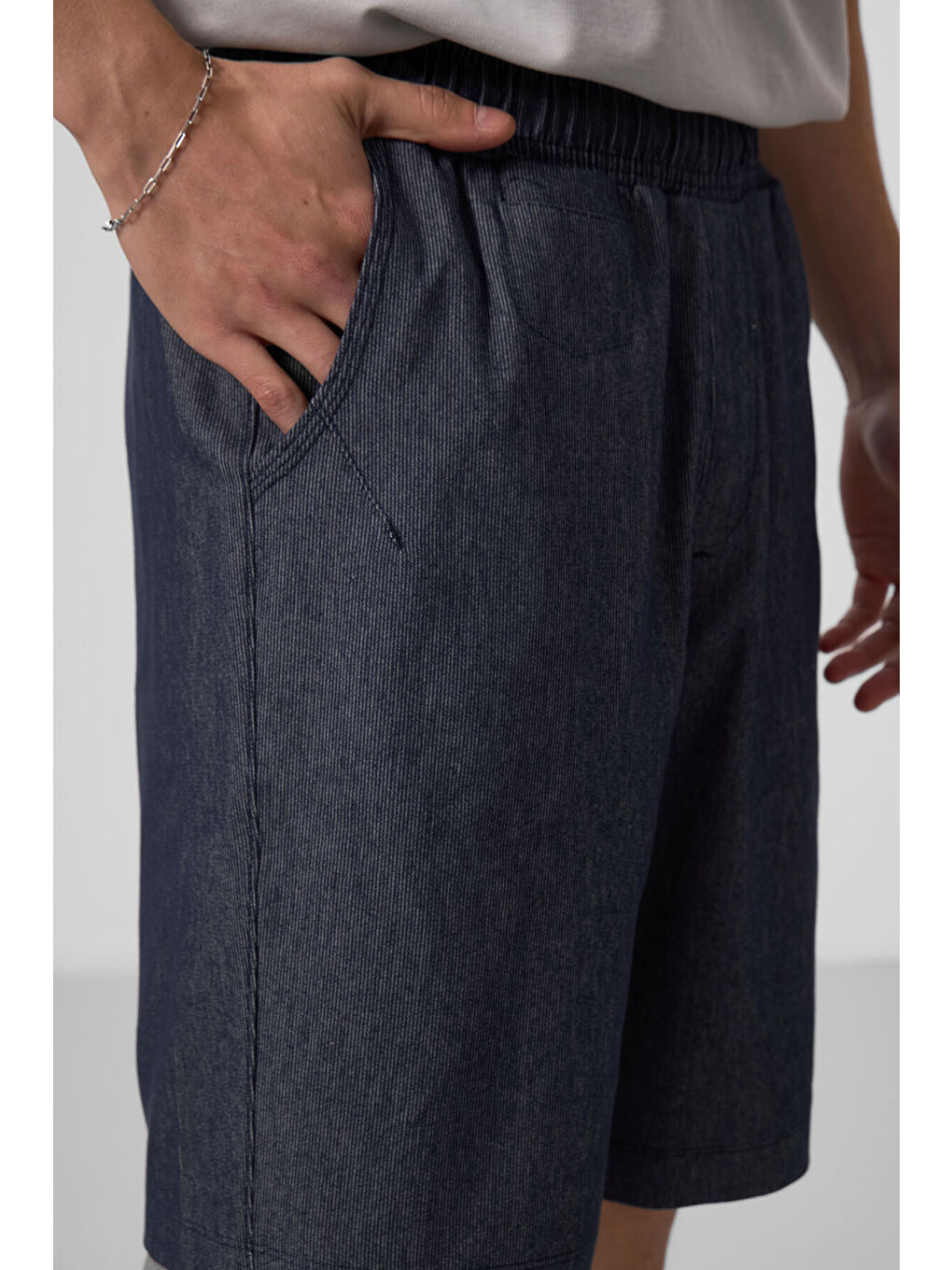 Jean Lacivert Standart Fit Dokuma Hafif Esnek Chino Şort   81290-2