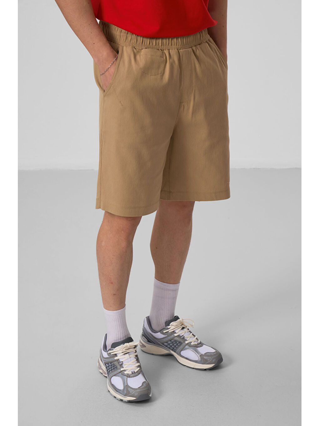 Koyu Bej Standart Fit Dokuma Hafif Esnek Chino Şort - 81290-3