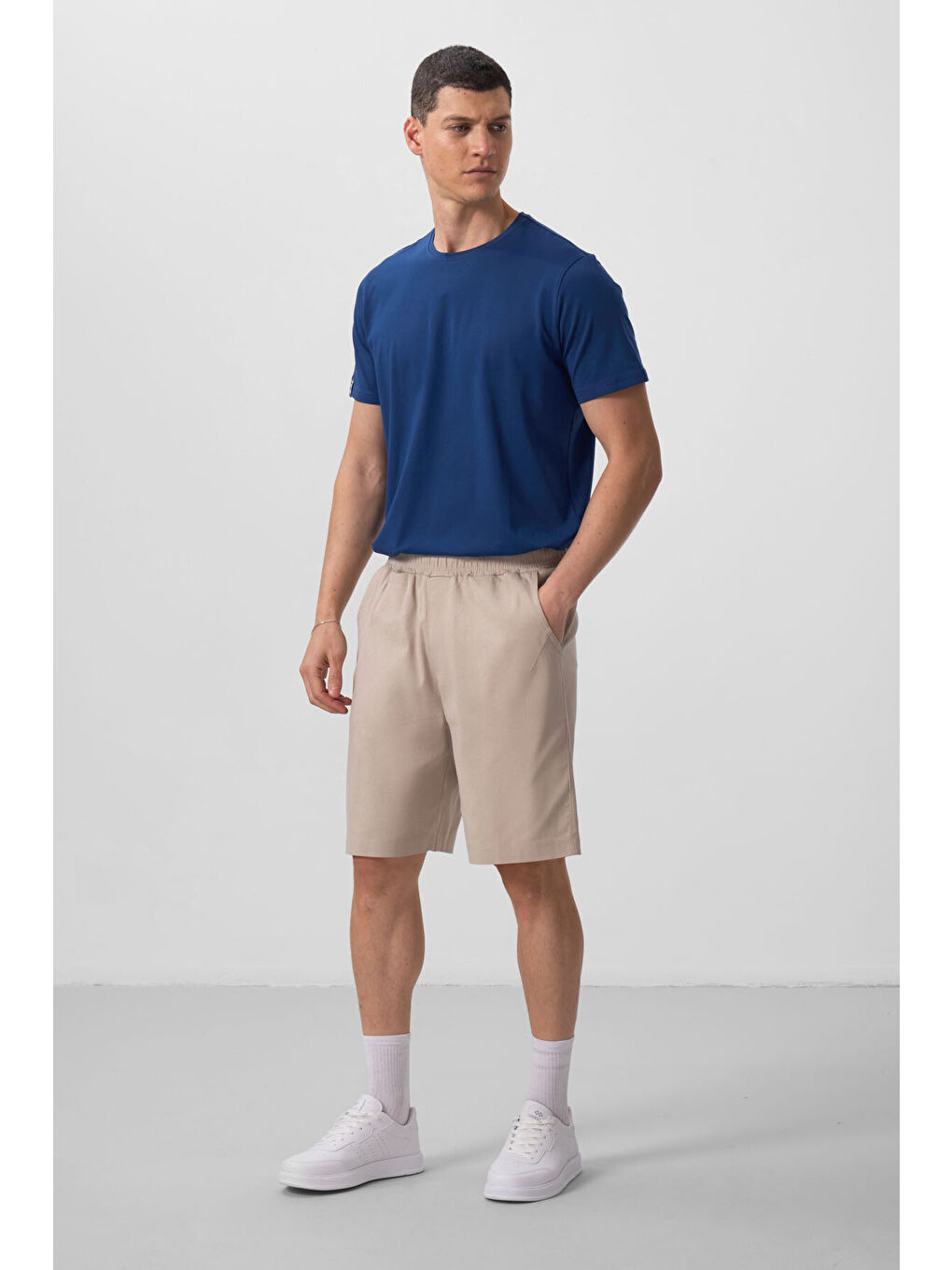 Bej Taş Standart Fit Dokuma Hafif Esnek Chino Şort - 81290