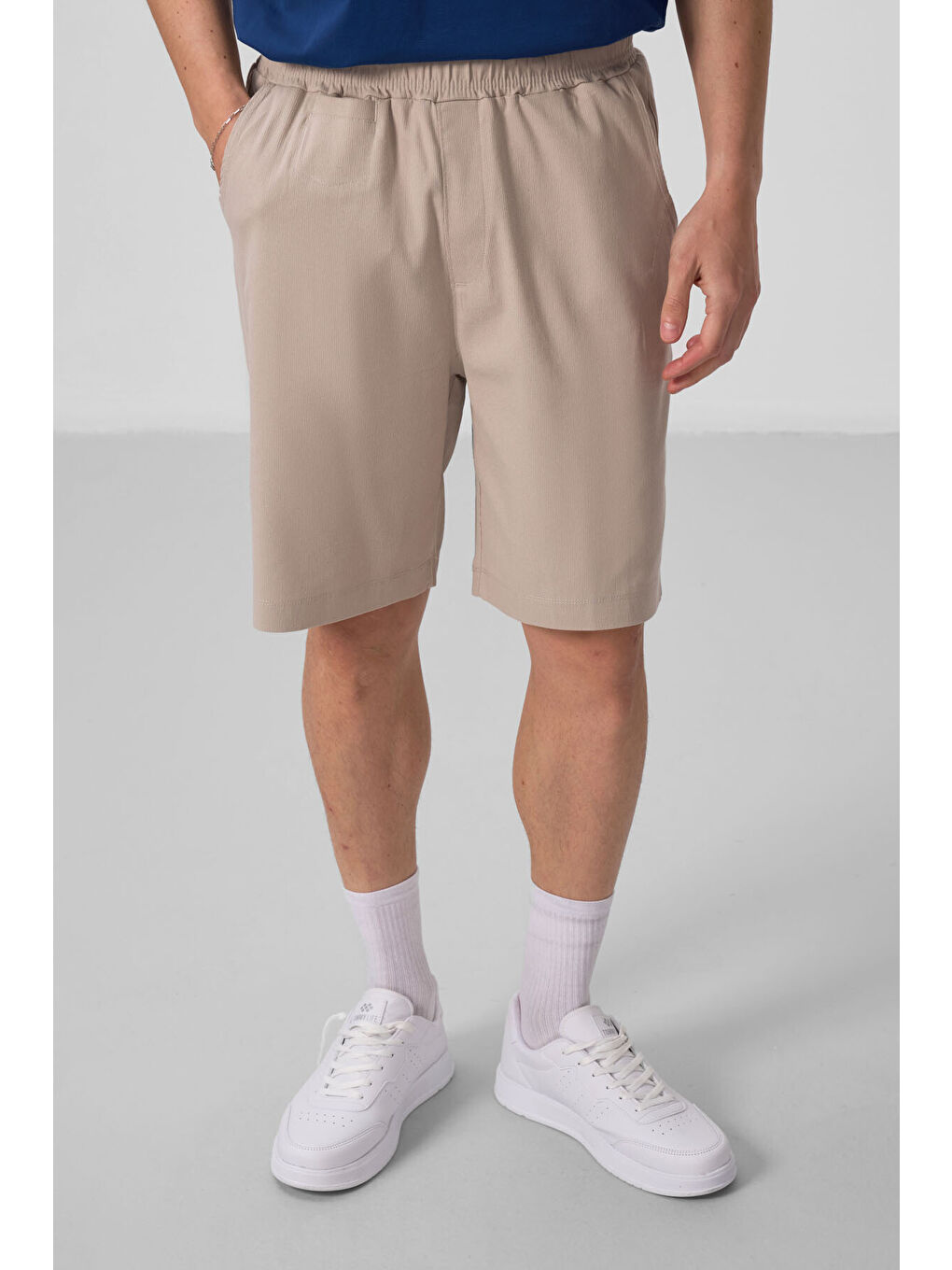 Bej Taş Standart Fit Dokuma Hafif Esnek Chino Şort - 81290-1