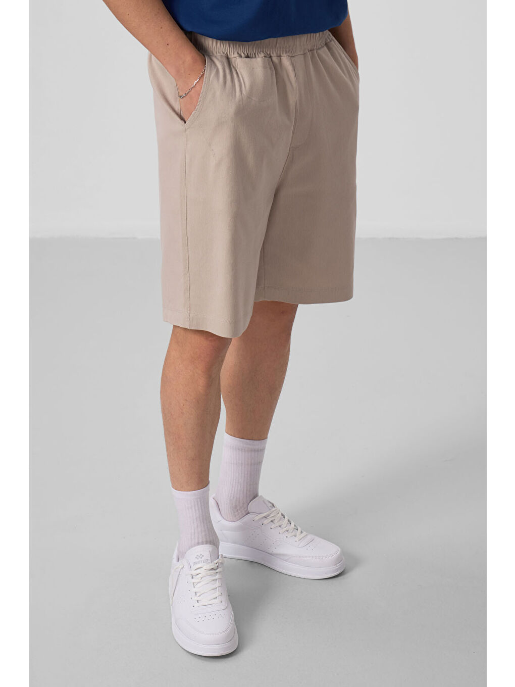 Bej Taş Standart Fit Dokuma Hafif Esnek Chino Şort - 81290-3