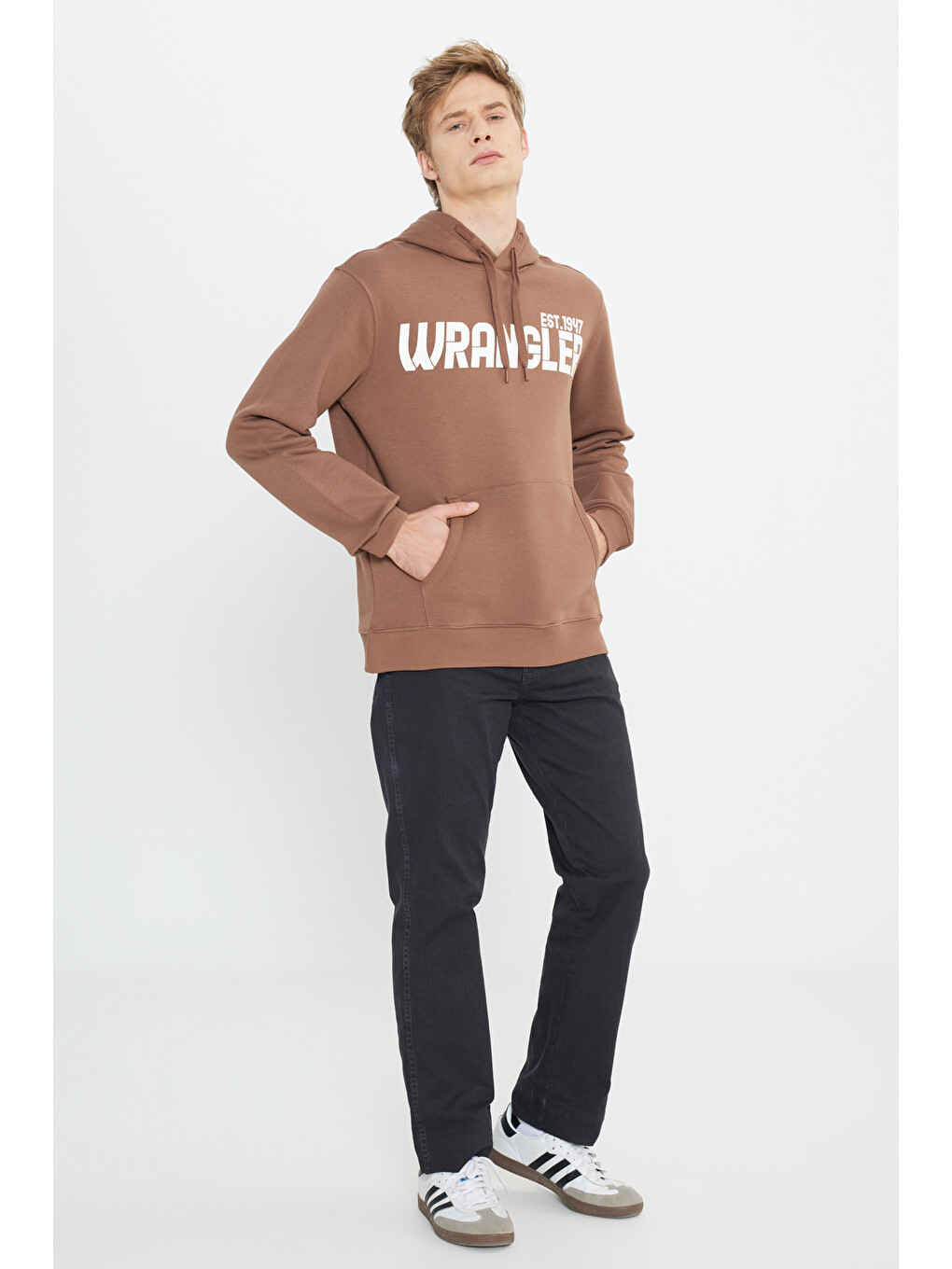 Regular Fit Kapüşonlu İçi Polarlı Kahverengi Sweatshirt-2
