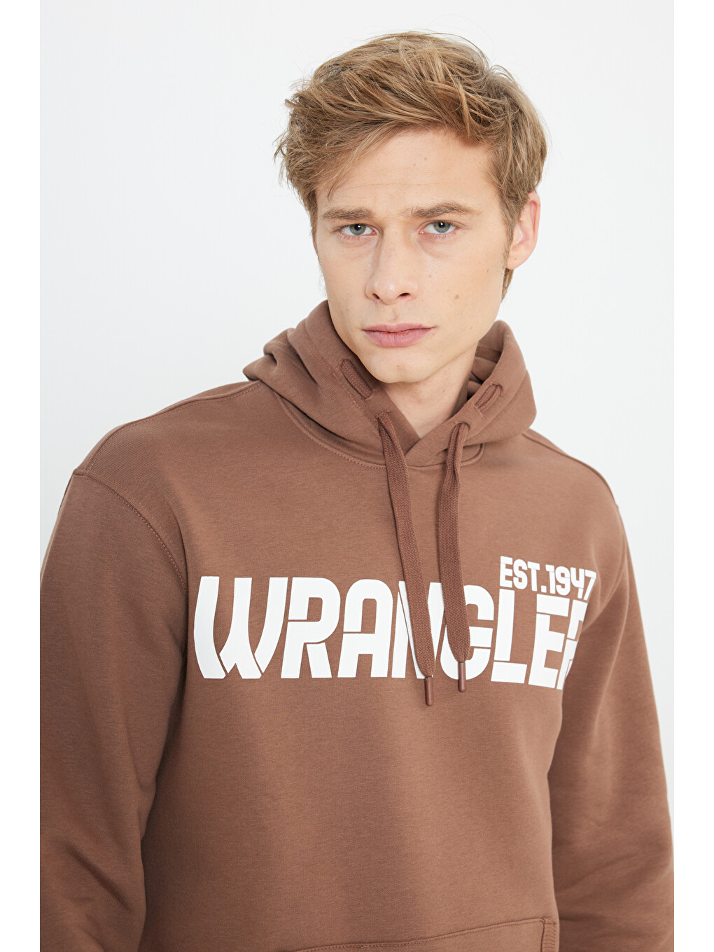 Regular Fit Kapüşonlu İçi Polarlı Kahverengi Sweatshirt-3