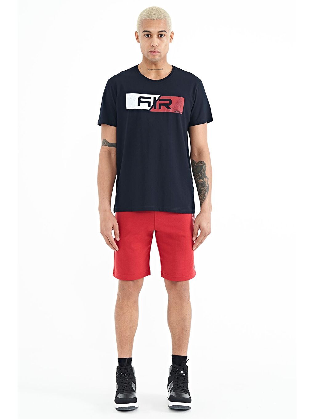 Alva Kırmızı Baskılı Erkek Şort - 81245