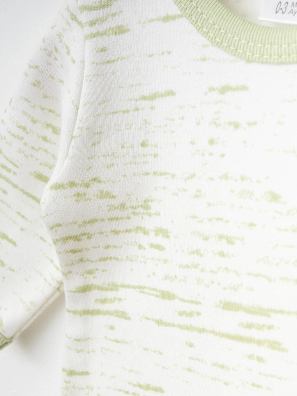 Yeşil Kırık Çizgi Desenli 2'Li Uzun Kol Çıtçıtlı Body 9668-1