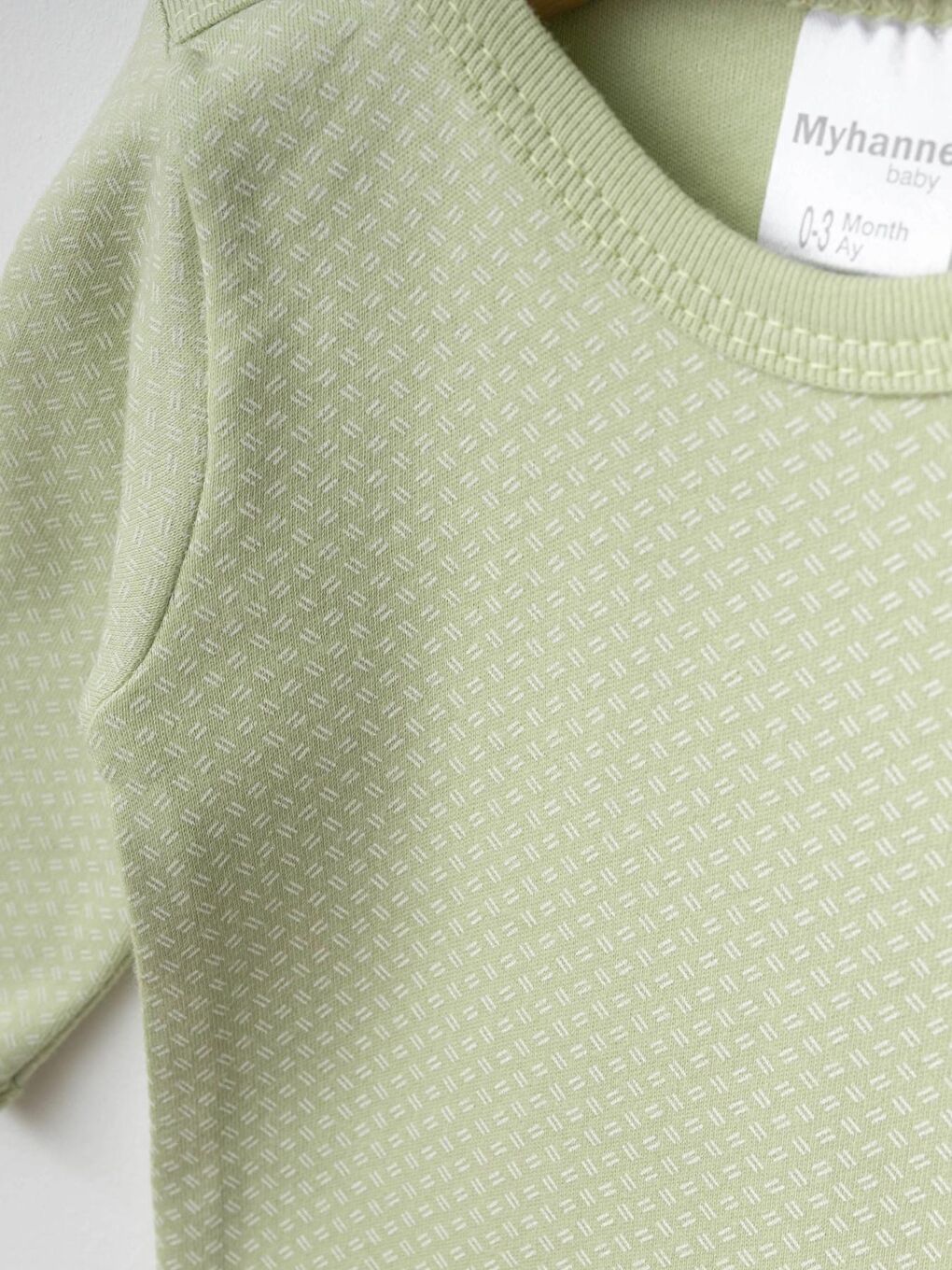 Yeşil Kırık Çizgi Desenli 2'Li Uzun Kol Çıtçıtlı Body 9668-2