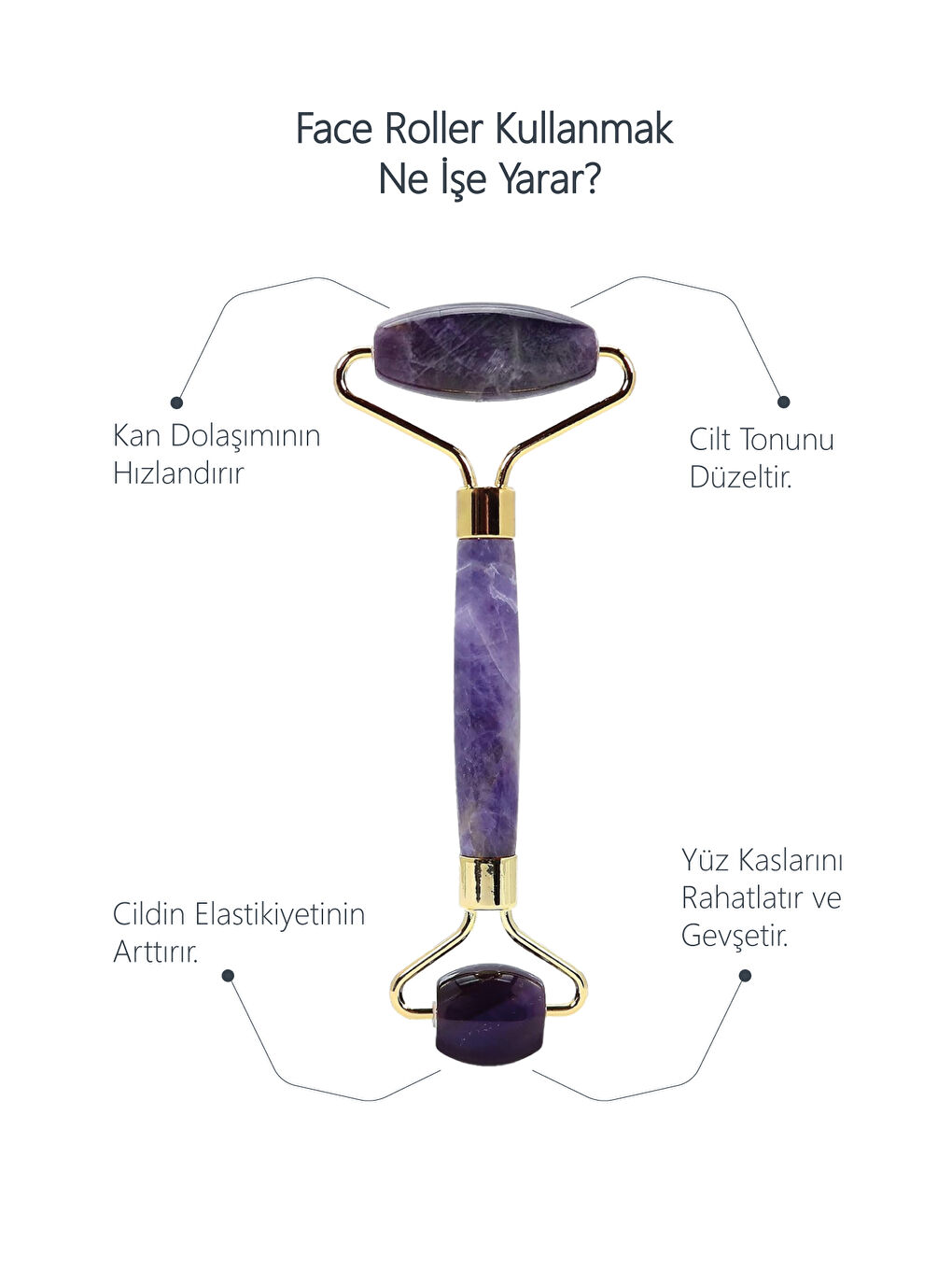 Ametist Taşı Face Roller Ve Ametist Kalp Gua Sha Yüz Masaj Aleti Değerli Doğaltaş Seti Sertifikalı-3