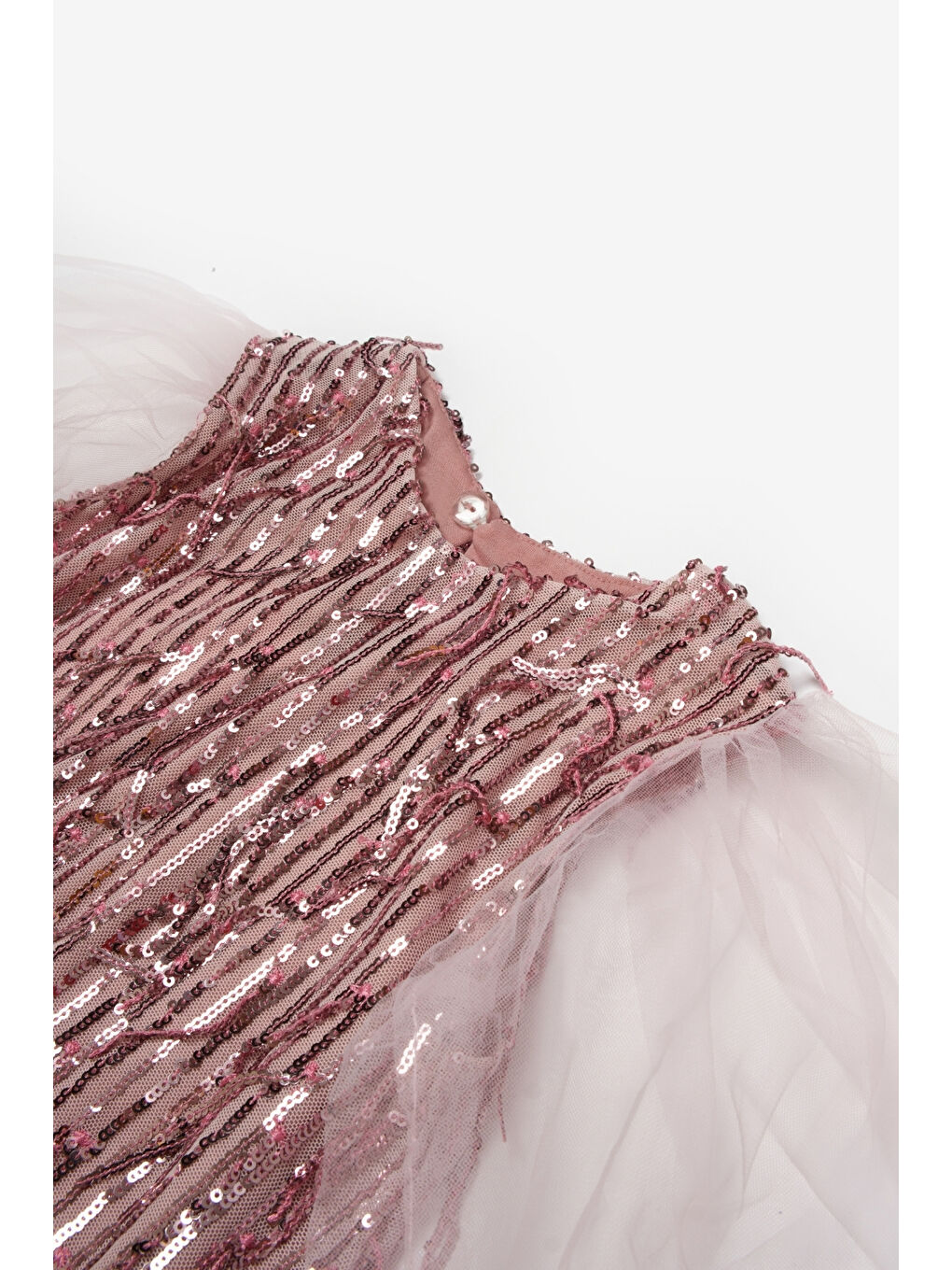 Pembe Pullu Saçak Detaylı Kız Çocuk Elbise - Emery-5