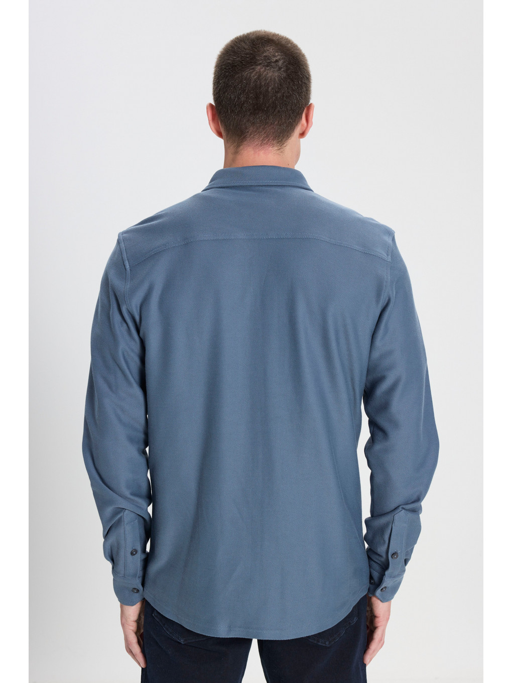Regular Fit Normal Kesim %100 Pamuk İndigo Gömlek-5