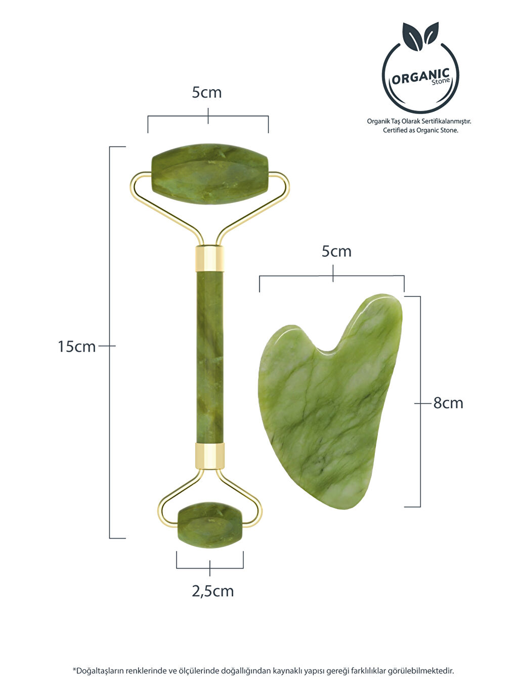 Yeşim Face Roller Ve Kalp Gua Sha Yüz Masaj Aleti Seti Premium Değerli Doğal Taş Sertifikalı-4