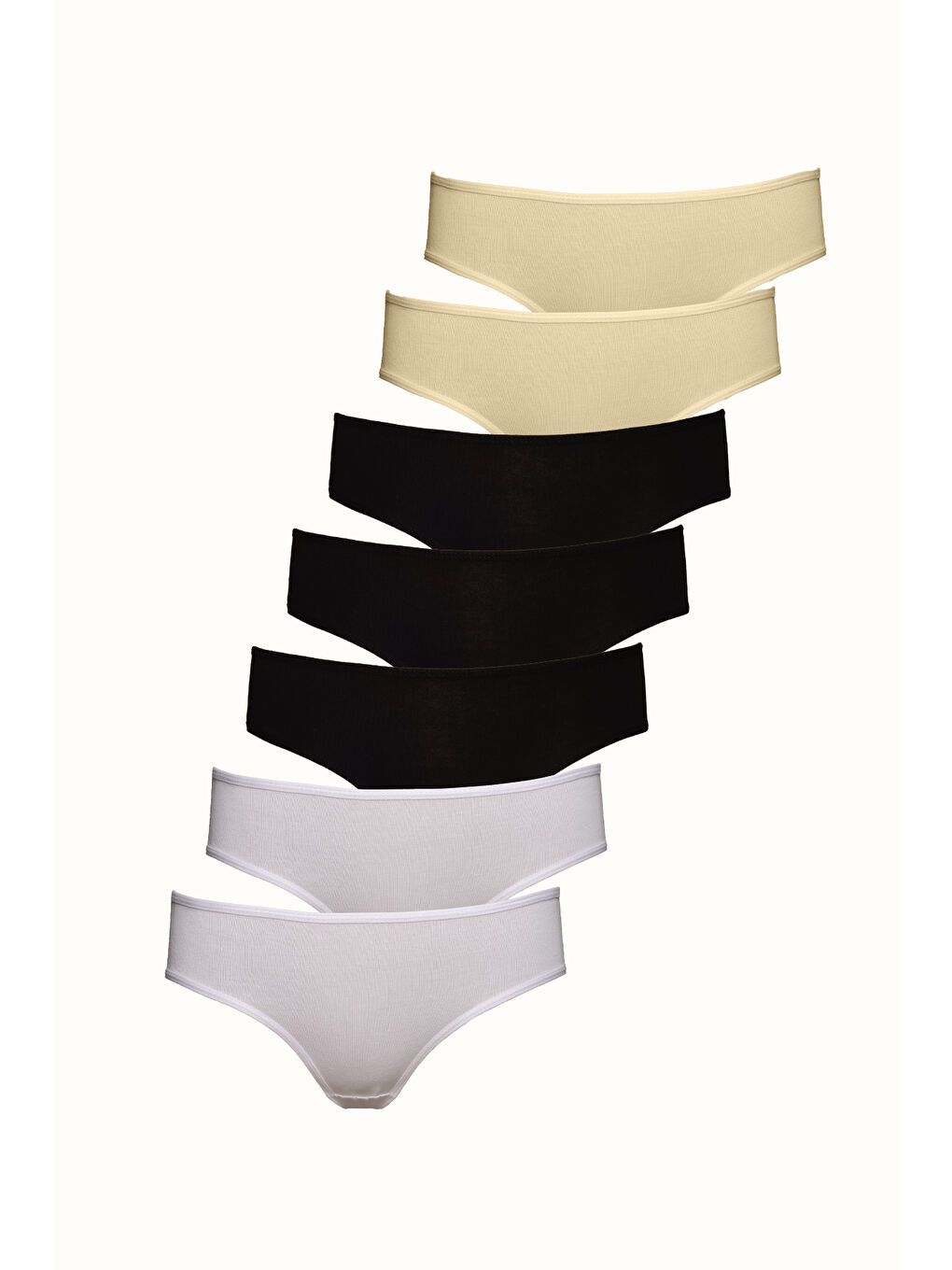 7 li Paket Yüksek Bel Bikini Külot 524 Siyah/Beyaz/Ten