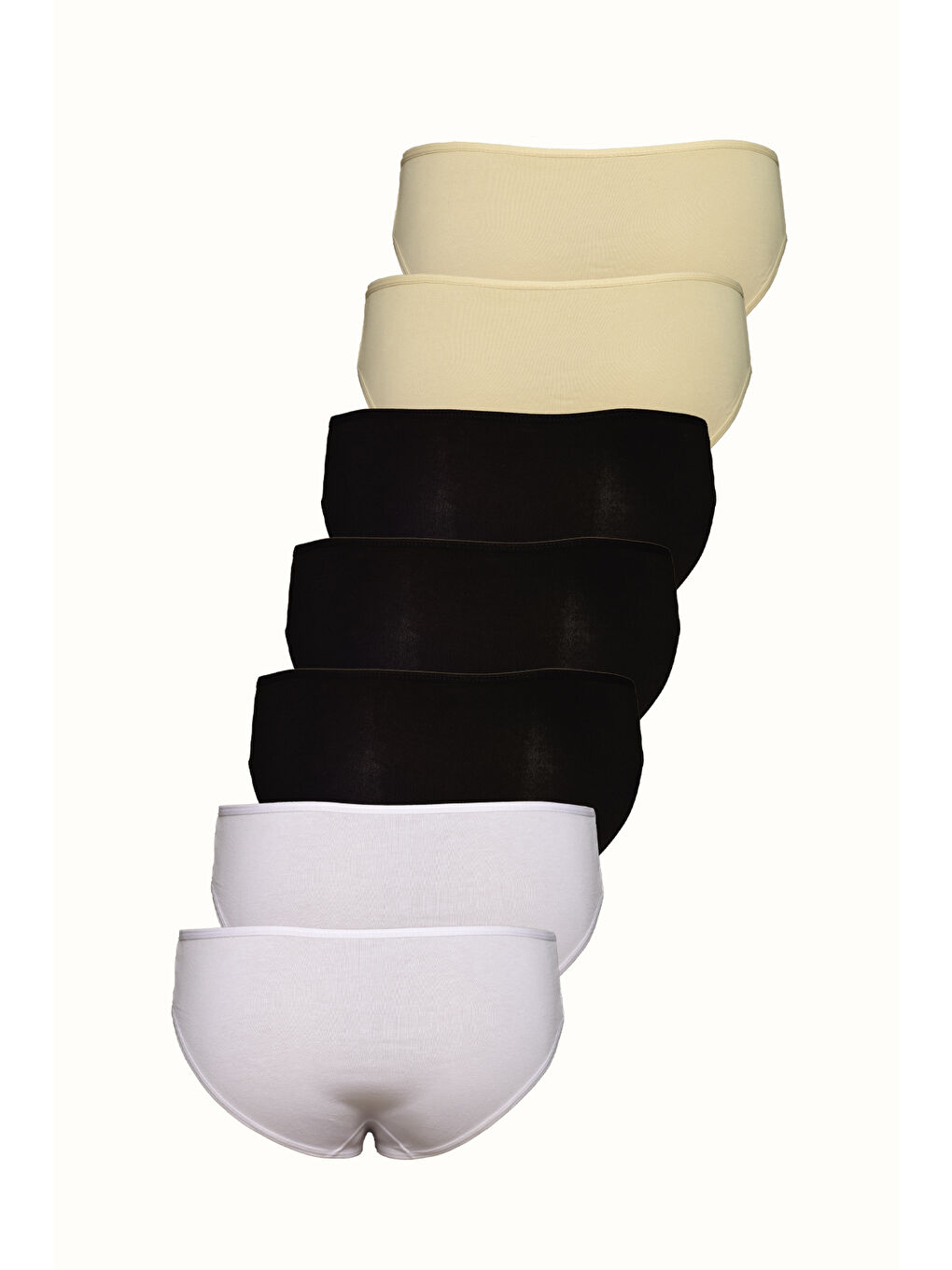 7 li Paket Yüksek Bel Bikini Külot 524 Siyah/Beyaz/Ten-1