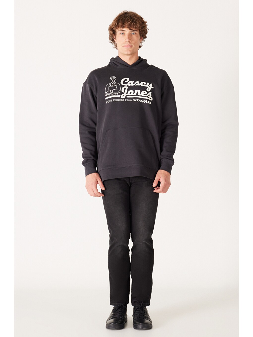 Siyah Loose Fit Rahat Kesim %100 Pamuk İçi Polarlı Koyu Gri Sweatshirt-3