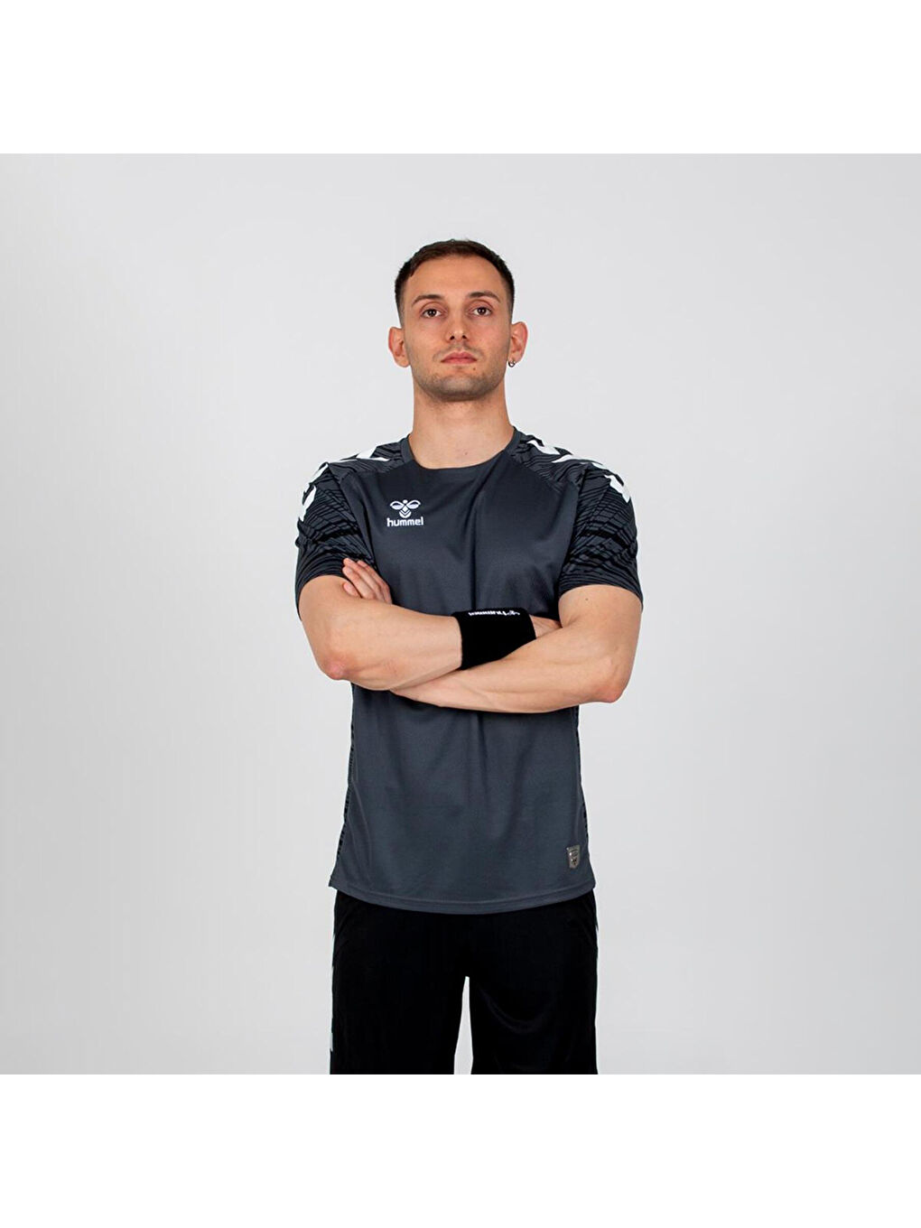 Line Traning Erkek Siyah Bisiklet Yaka Tişört-1