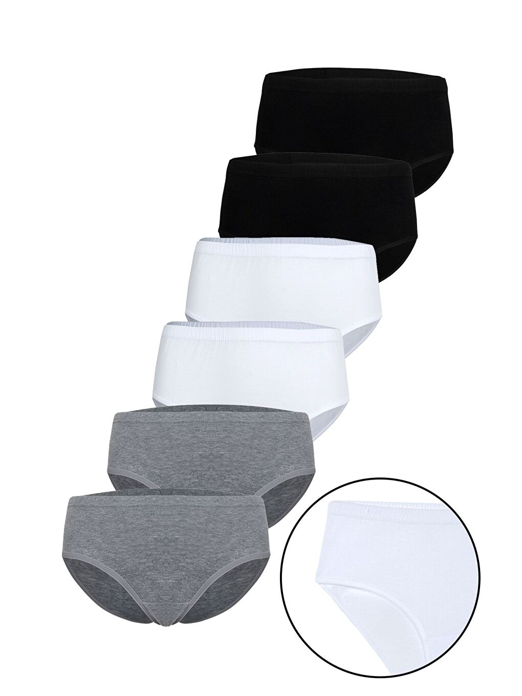 6'lı Kadın Karışık Pamuklu Ribana Yüksek Bel Bato Külot