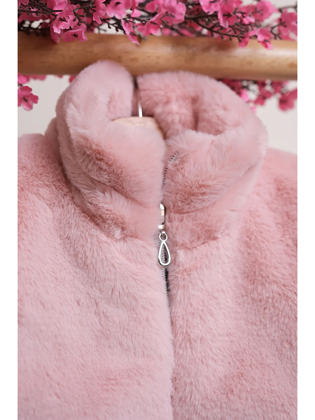 Pembe Kız Çocuk Fermuarlı Pelüş Yelek YLK.2533-2
