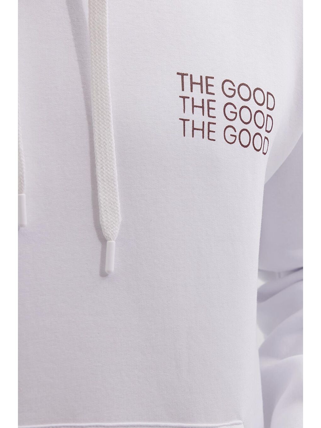 Unisex Oversize Geniş Kesim Pamuklu Yumuşak Dokulu İçi Polarlı Baskılı Beyaz Kapüşonlu Erkek Hoodie-5