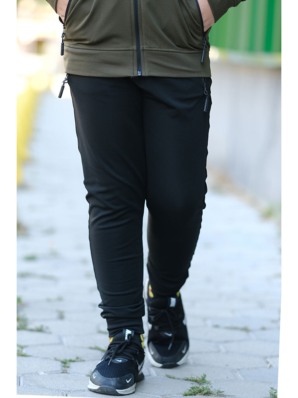 Haki Unısex Dalgıç Kumaş Kapüşonlu Eşofman Takımı ESF 600-5