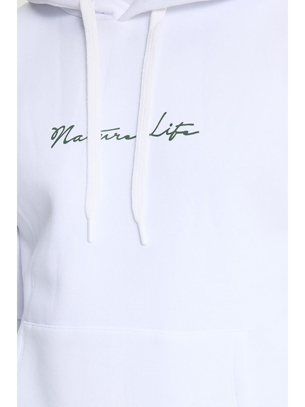 Unisex Oversize Geniş Kesim Pamuklu Yumuşak Dokulu İçi Polarlı Baskılı Beyaz Kapüşonlu Erkek Hoodie-6