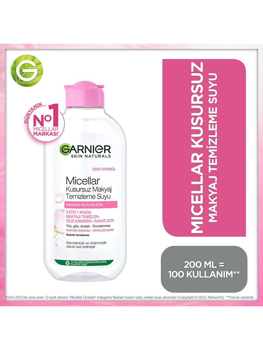 GARNIER Şeffaf Micellar Kusursuz Makyaj Temizleme Suyu (200 ml)