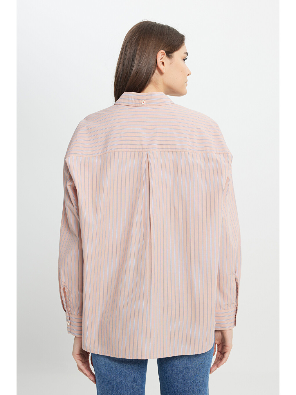 Loose Fit Rahat Kesim %100 Pamuk Bej Gömlek-4