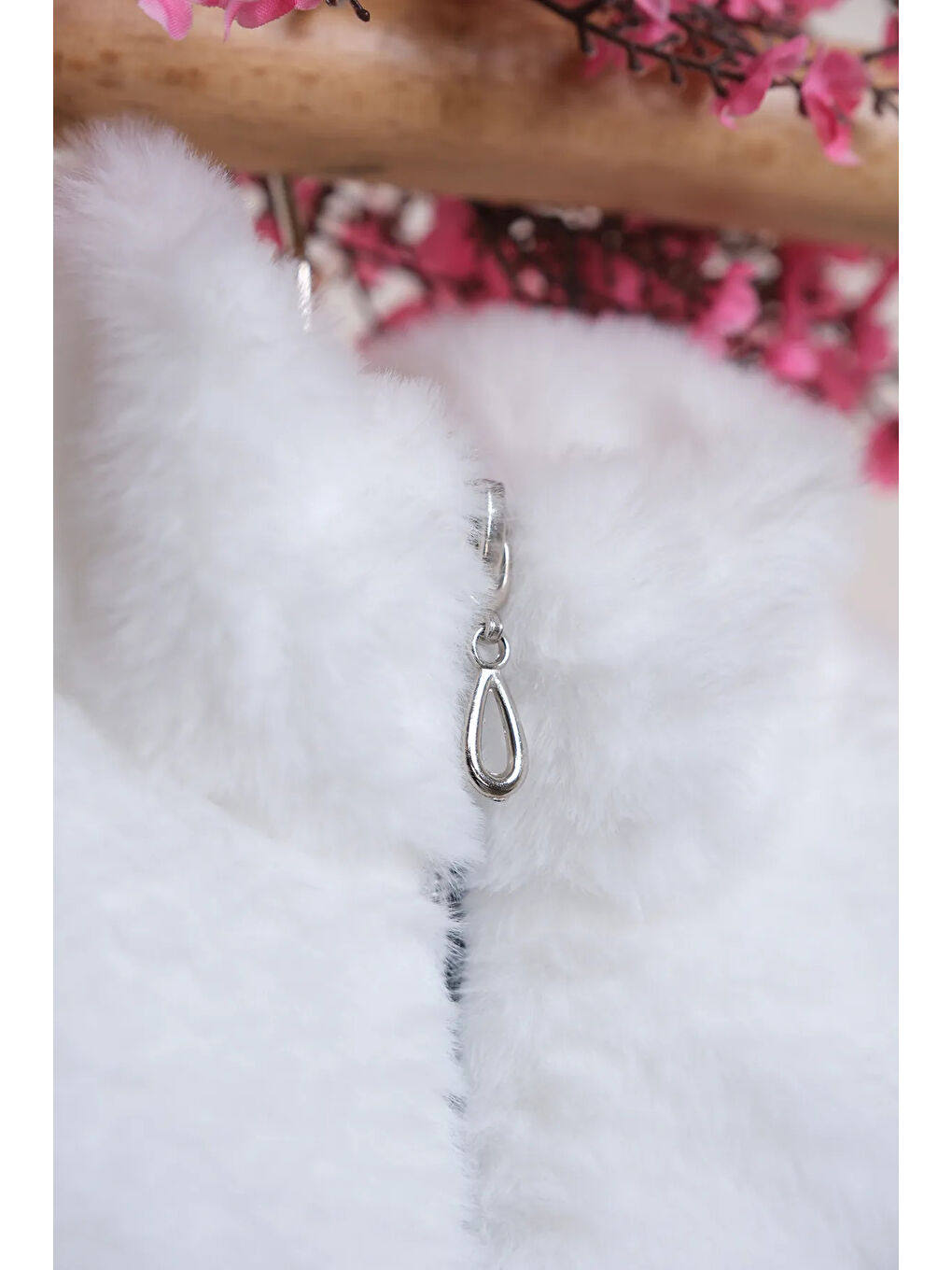 Beyaz Kız Çocuk Fermuarlı Pelüş Yelek YLK.2533-4