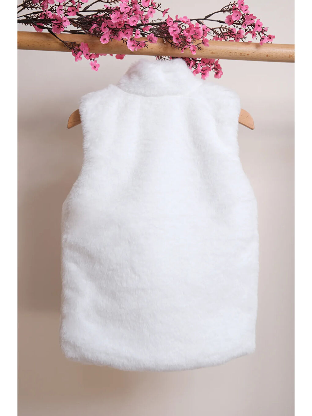 Beyaz Kız Çocuk Fermuarlı Pelüş Yelek YLK.2533-5
