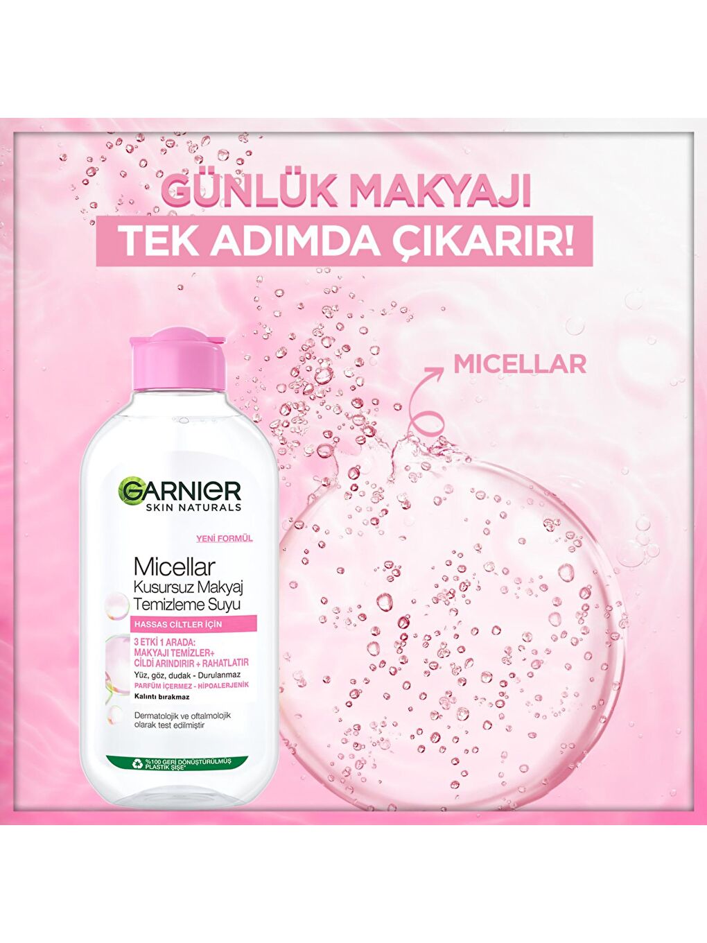 GARNIER Şeffaf Micellar Kusursuz Makyaj Temizleme Suyu (200 ml) - 3