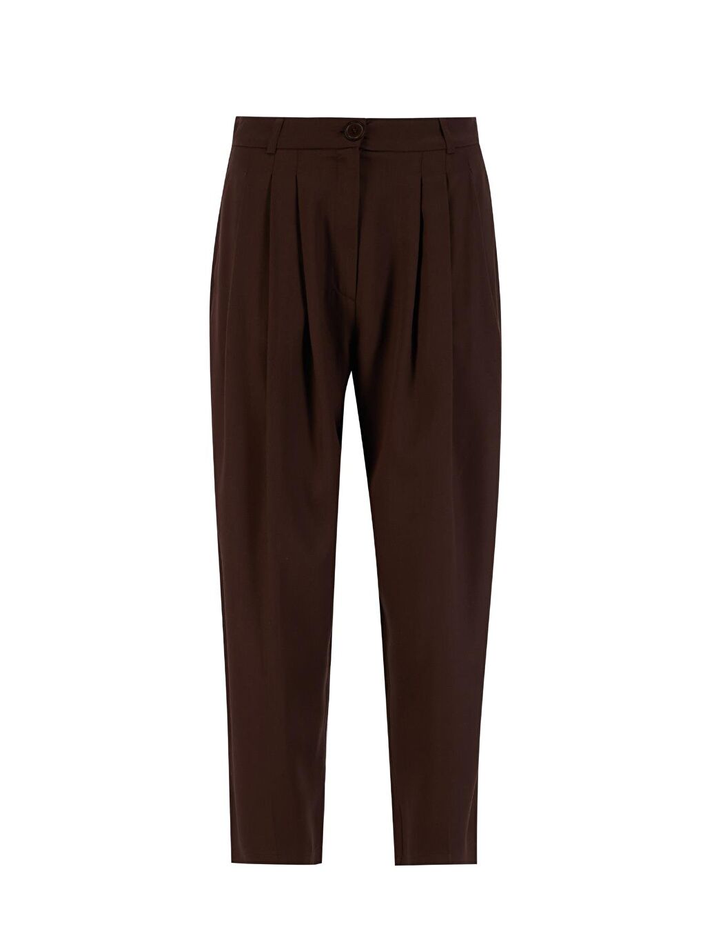 Kahverengi Çift Pileli Pantolon 25Y2816 Açık Kahve-3