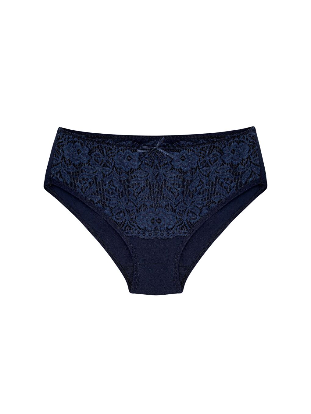 Lacivert Pamuklu Ön Bel Dantel Detay Kadın Külot