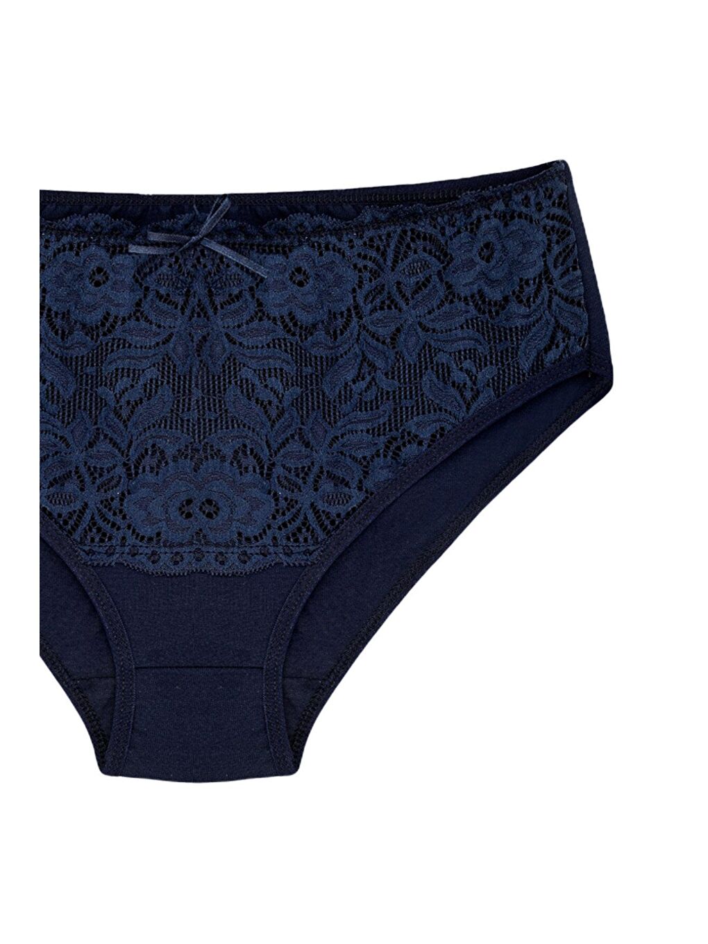 Lacivert Pamuklu Ön Bel Dantel Detay Kadın Külot-1