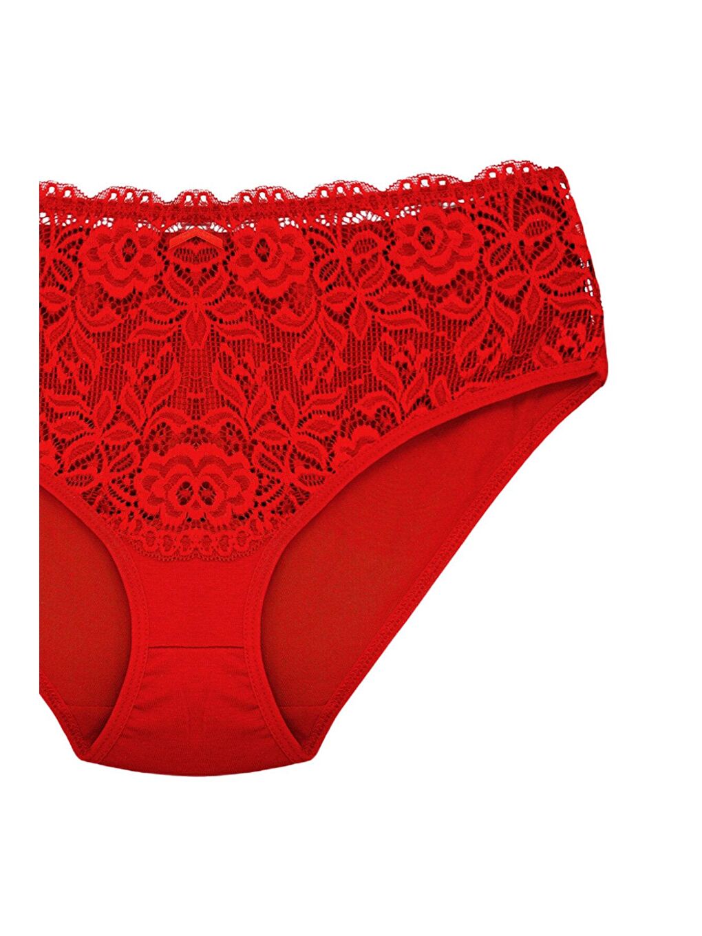 Kırmızı Pamuklu Ön Bel Dantel Detay Kadın Külot-1
