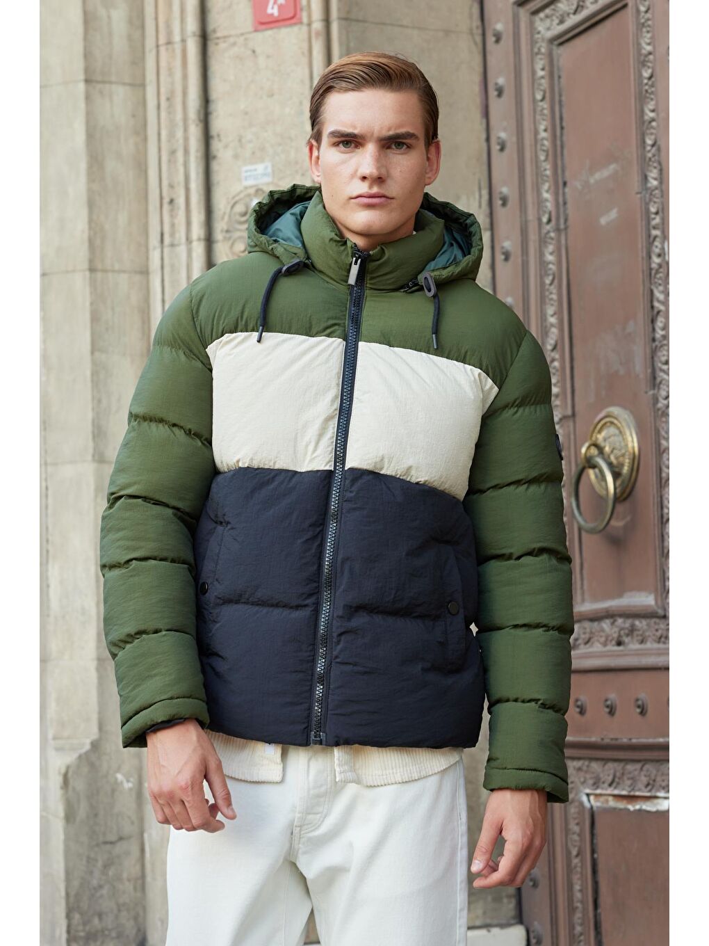 Erkek Renkli Şişme Mont Haki