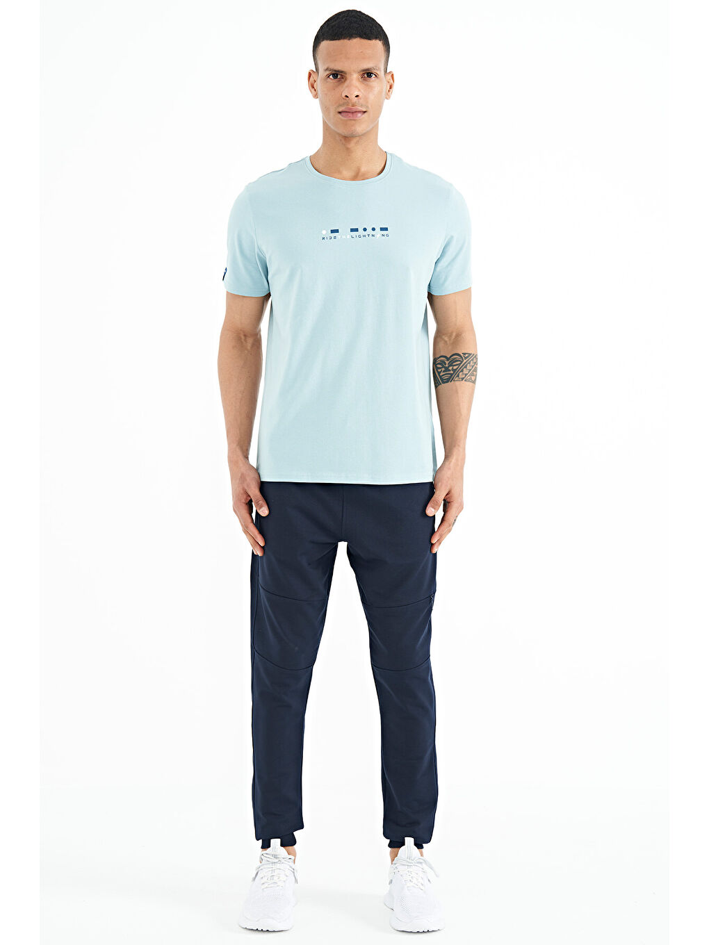 İndigo Gizli Diz Cep Detaylı Standart Kalıp  Joger Eşofman Alt - 84958-1