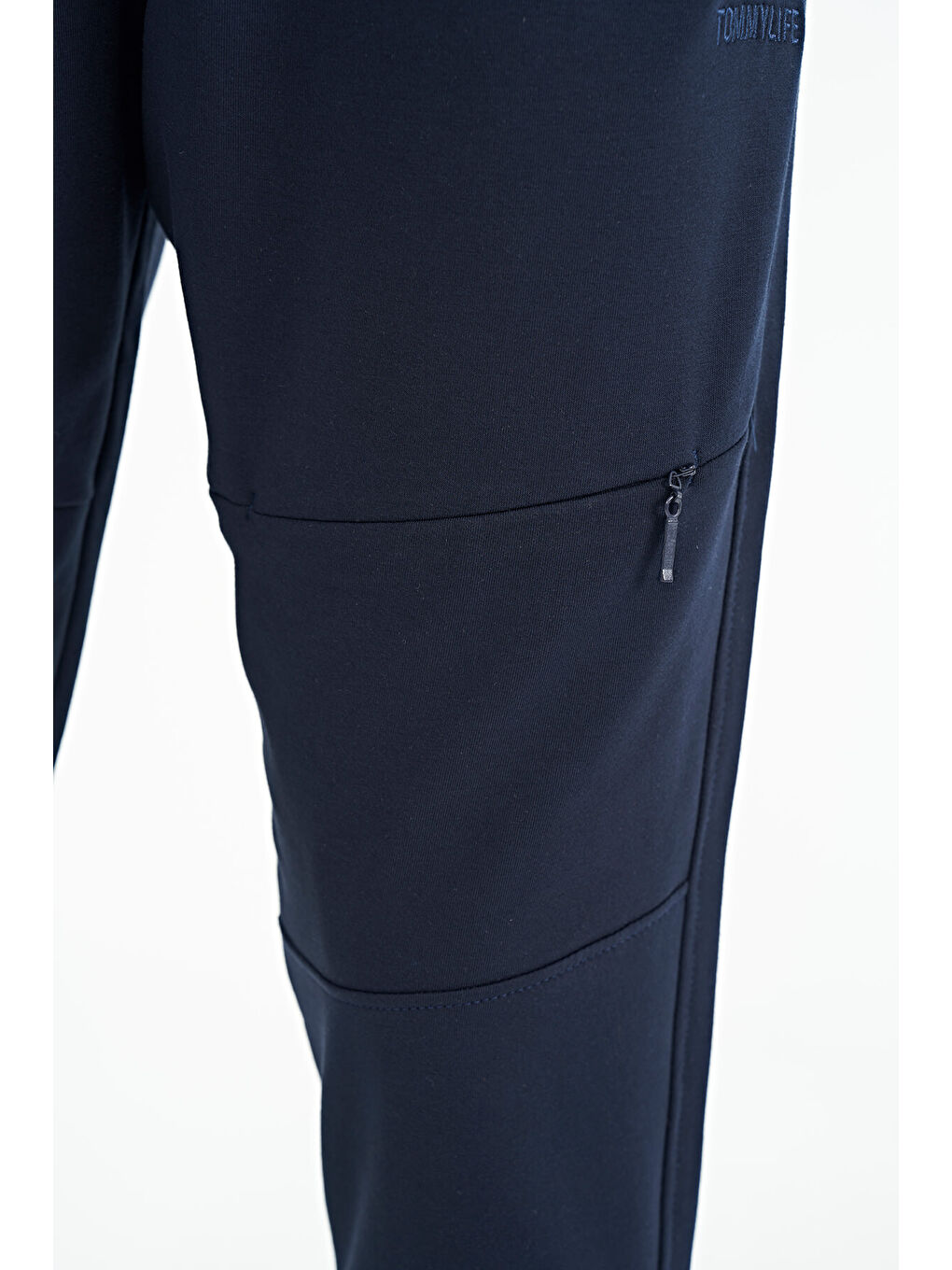 İndigo Gizli Diz Cep Detaylı Standart Kalıp  Joger Eşofman Alt - 84958-3