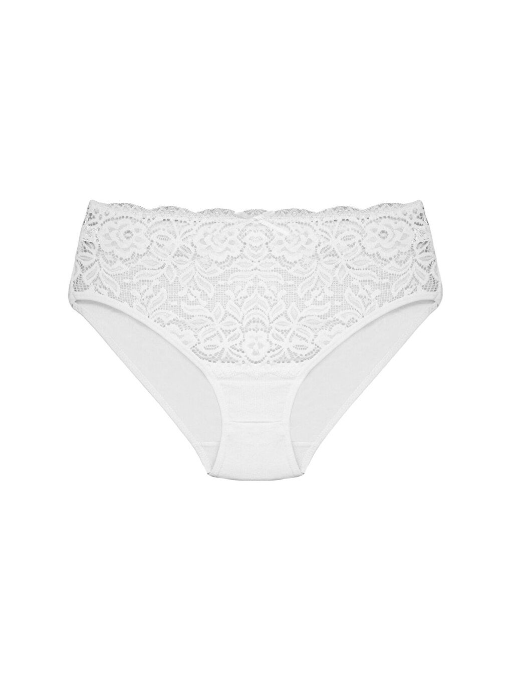 Beyaz Pamuklu Ön Bel Dantel Detay Kadın Külot